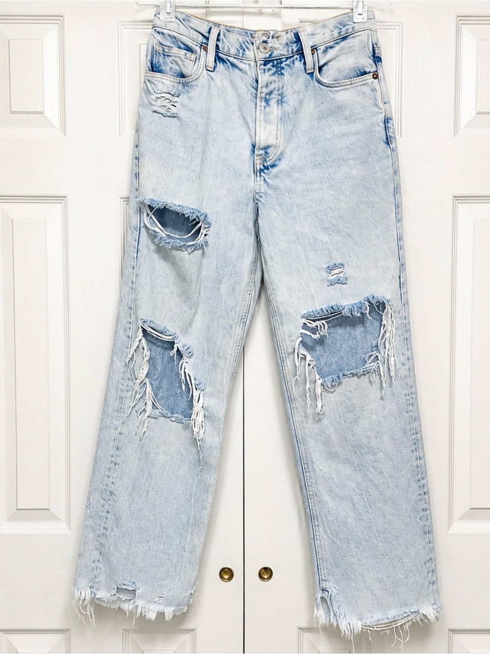 Free People We The Free Distressed High Rise Mom Jeans Size 26